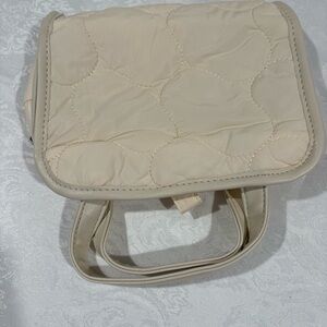 Elegant Beige Quilted makeup Bag